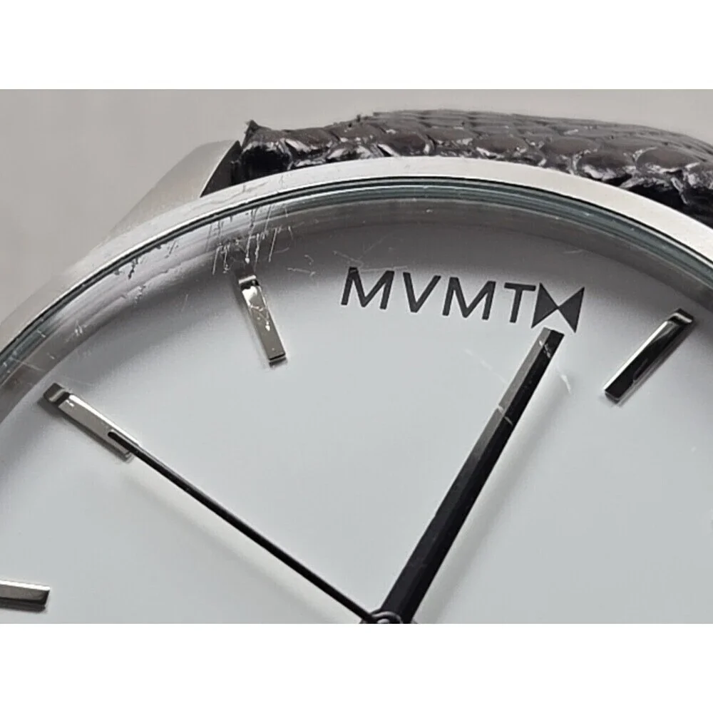 MVMT Classic Minimalist 45mm Date Watch Silver Tone White Dial New Battery 3ATM